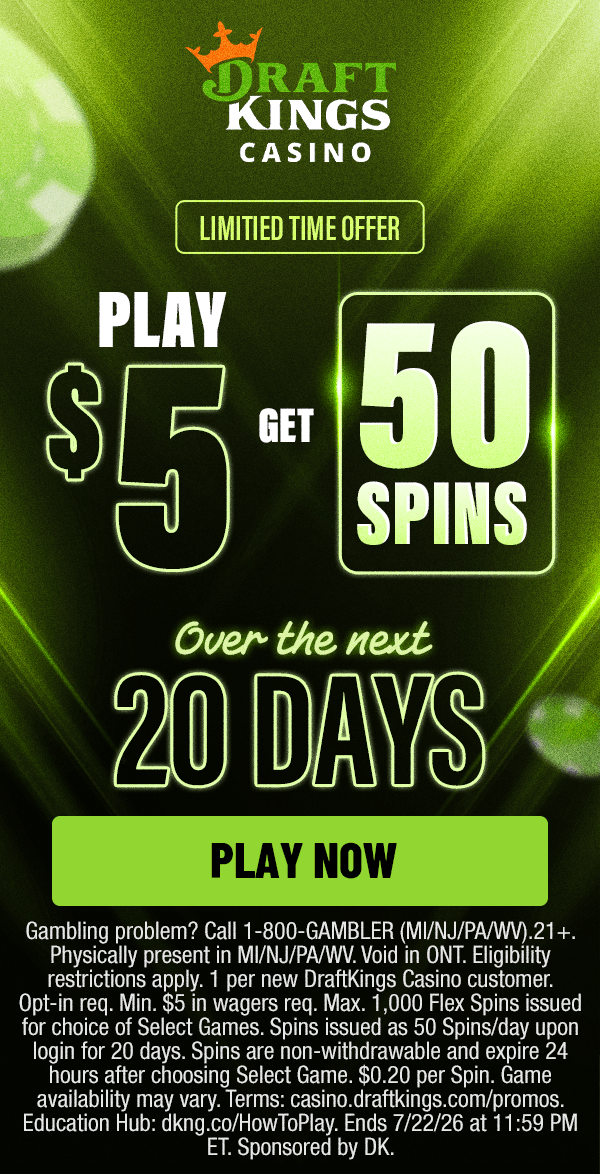 DraftKings Play $5, Get 50 Spins for 30 Days draftkings_banner3_updated